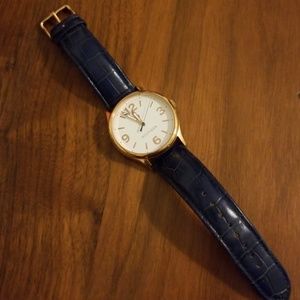 Navy rose gold watch